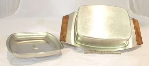 Butter dish with wooden handles!! - A Beauty! - Bid Now!!!