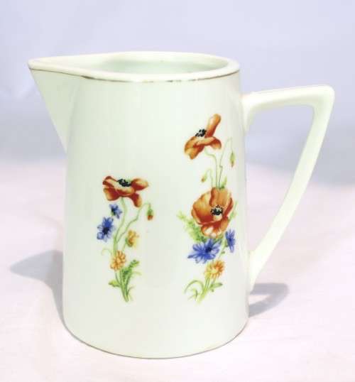Milk jug with poppy's - Beautiful!! - Low price! - Bid now!!