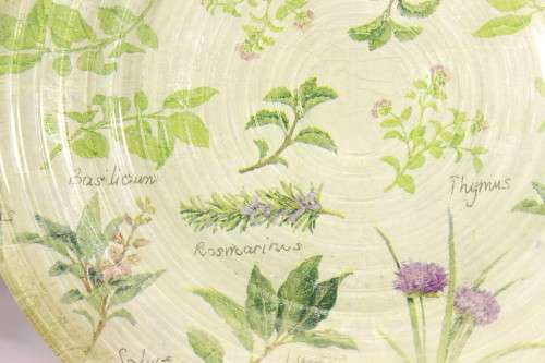 Glass display plate - Herbs
