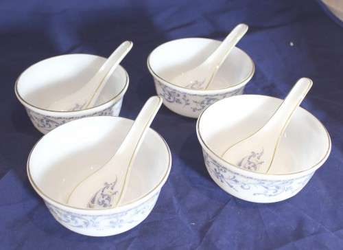 MP USA home set - opal glassware - lavender Chinese bowls