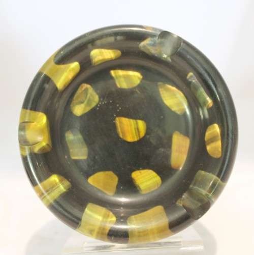 Pair of semi precious stone ashtrays in molded plastic