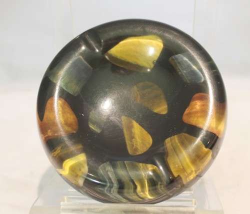 Pair of semi precious stone ashtrays in molded plastic