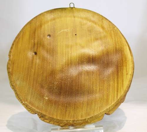 Carved wall hanging - European scene - ploughing