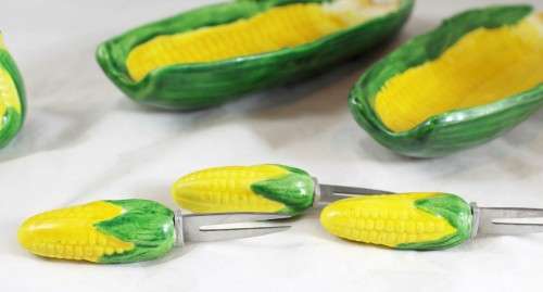 Corn on the cob - Condiment set - Most unusual! - Beautiful!! - Low Price - Bid Now!!