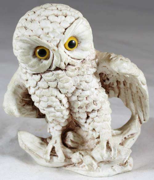 Le Ron Stonelite Figurines - White Owl on a Branch - Stunning!! - Bid Now!