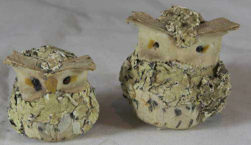 Pair of Owls - Wood and Paper Mache