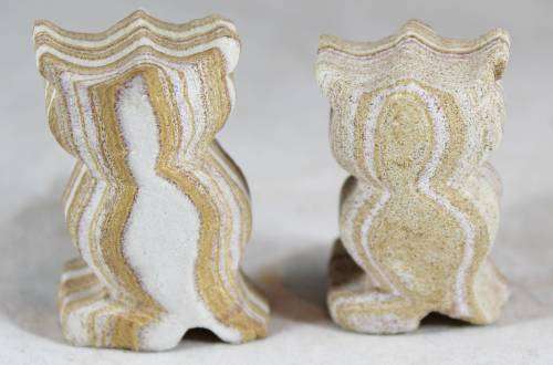Pair of miniature sandstone owls