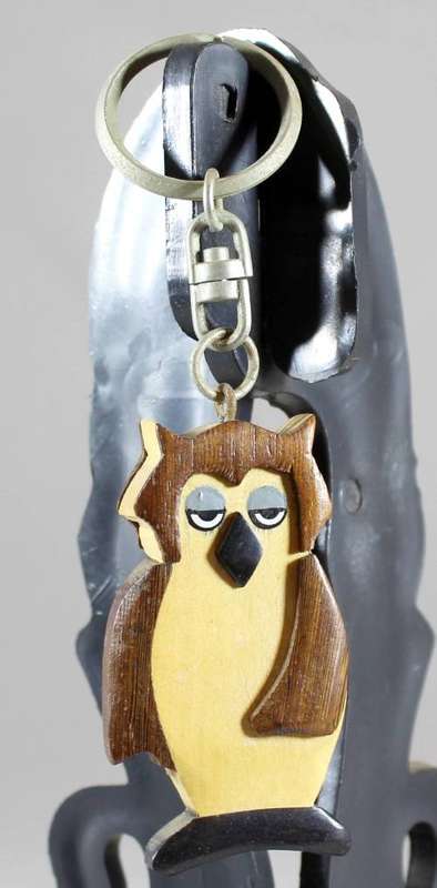 Owl Key Ring - Wood