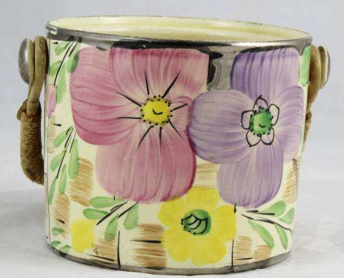 Porcelain biscuit barrel - Arthur Wood - flower motif - no lid