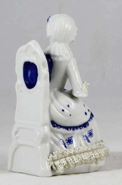 Victorian Lady with a Fan - Blue and White