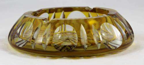 Large Yellow Glass Ashtray - Stunning! - Bid Now!!!