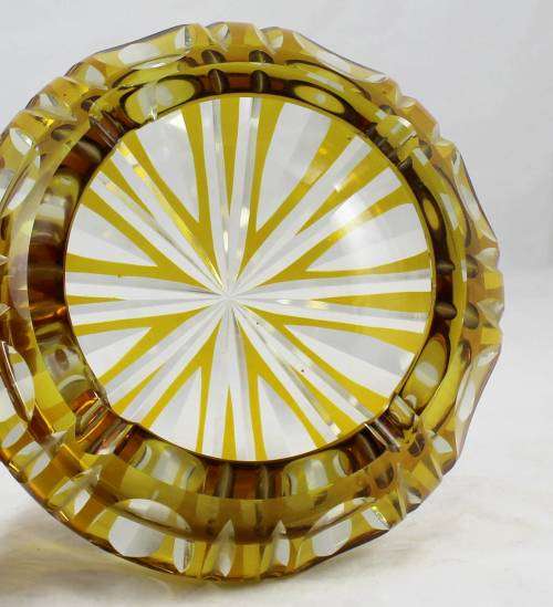 Large Yellow Glass Ashtray - Stunning! - Bid Now!!!