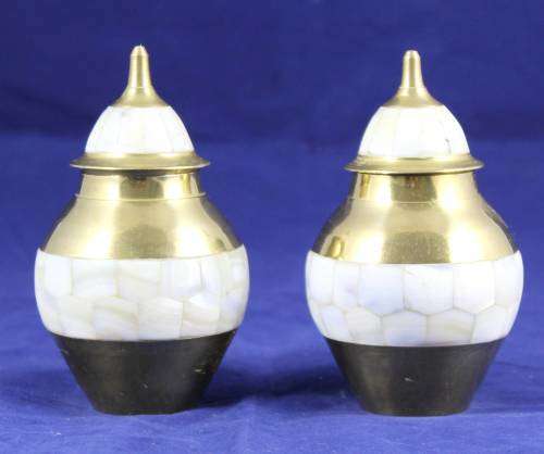 Brass Lidded Vessels with Pearl inserts - Stunning Pair - Bid Now!!!