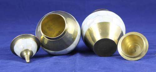 Brass Lidded Vessels with Pearl inserts - Stunning Pair - Bid Now!!!