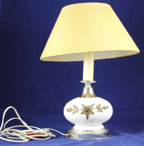 Glass bedside lamp and shade