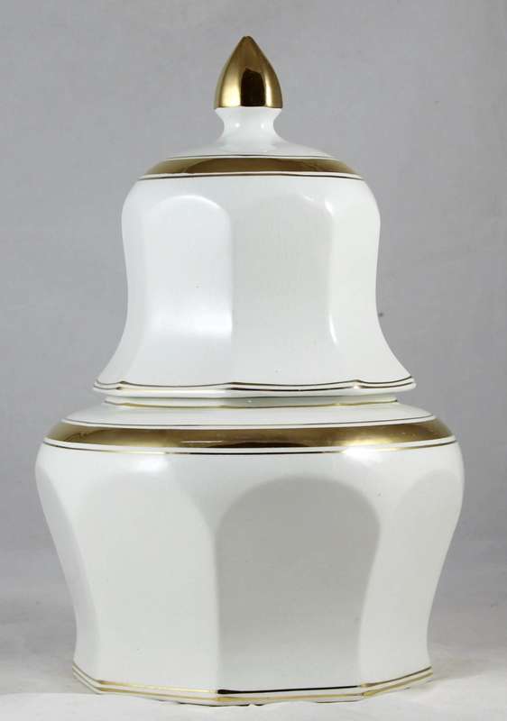 White lidded vase