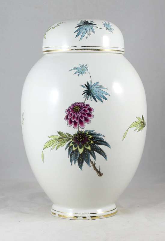 Very large Stafford lidded vase