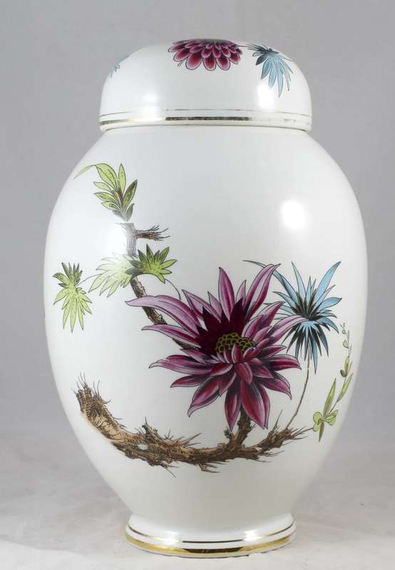 Very large Stafford lidded vase