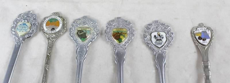 Souvenir Sugar Spoons - Odd Set of 6 - Beautiful! - Low Price!! - Bid Now!!!