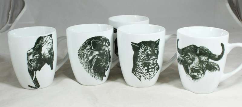 Regent - Set of 5 animal print coffee mugs - Beautiful!!