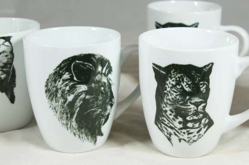 Regent - Set of 5 animal print coffee mugs - Beautiful!!