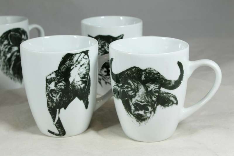 Regent - Set of 5 animal print coffee mugs - Beautiful!!