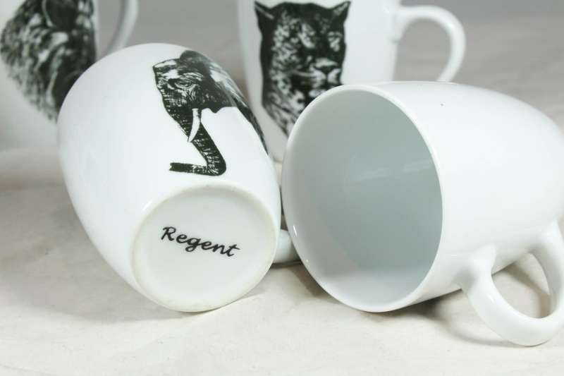 Regent - Set of 5 animal print coffee mugs - Beautiful!!