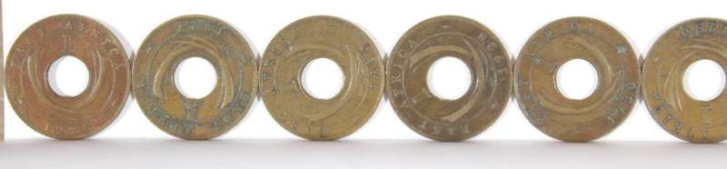 British East Africa 1c King George V coins - set of fifteen