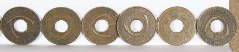 British East Africa 1c King George V coins - set of fifteen