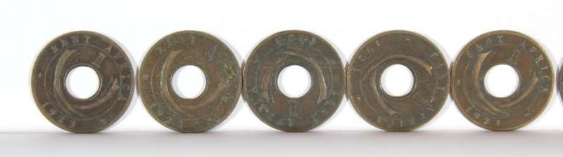 British East Africa 1c King George V coins - set of ten