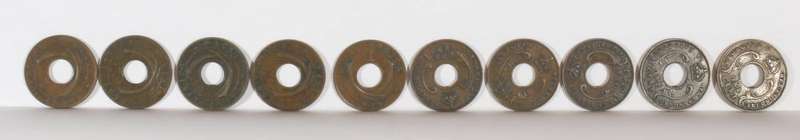 British East Africa 1c King George V coins - set of ten