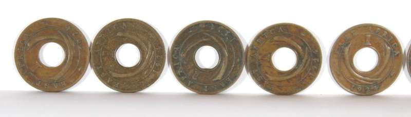 British East Africa 1c King George V coins - set of ten