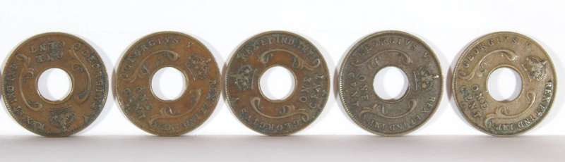 British East Africa 1c King George V coins - set of ten
