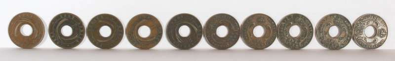 British East Africa 1c King George V coins - set of ten