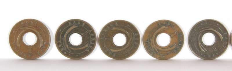 British East Africa 1c King George V coins - set of ten