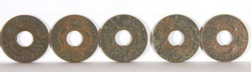 British East Africa 1c King George V coins - set of ten