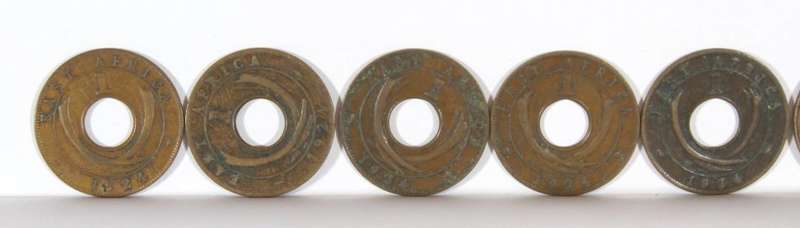 British East Africa 1c King George V coins - set of ten