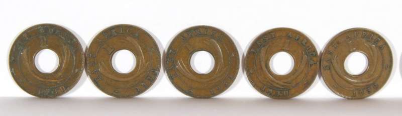 British East Africa 1c King George V coins - set of ten