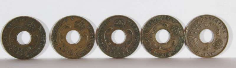 British East Africa 1c King George V coins - set of ten