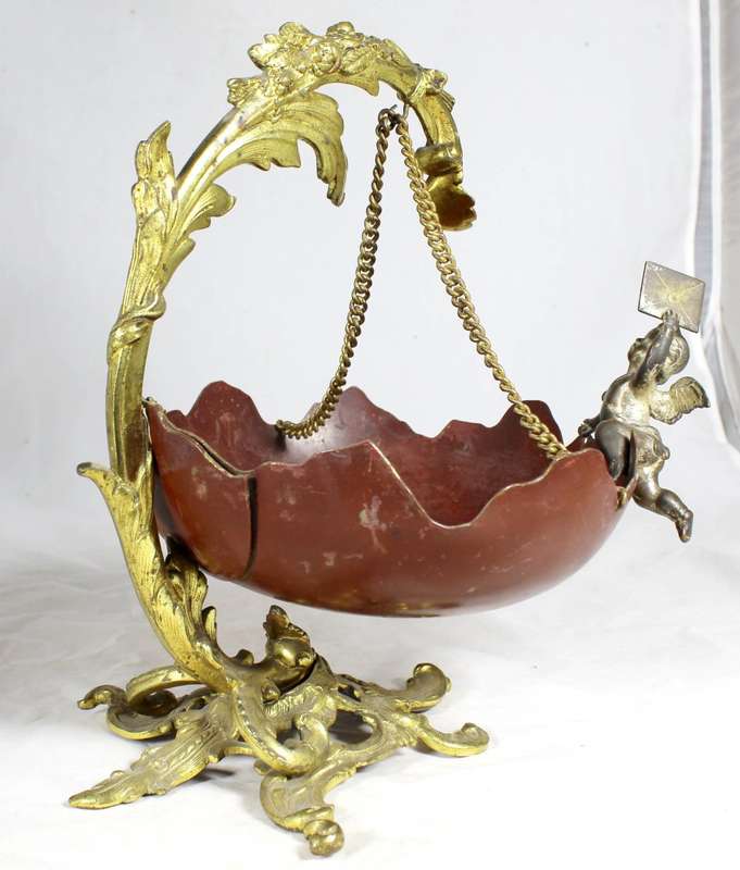 Brass hanging bowl with Cherub