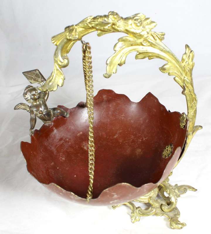Brass hanging bowl with Cherub