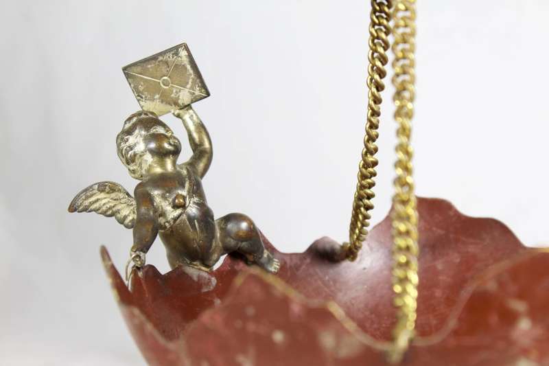 Brass hanging bowl with Cherub