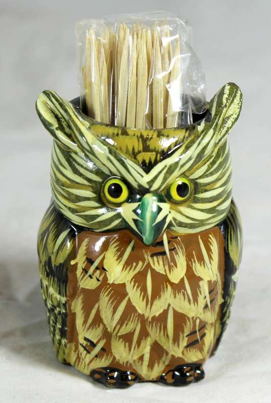 Owl toothpick holder