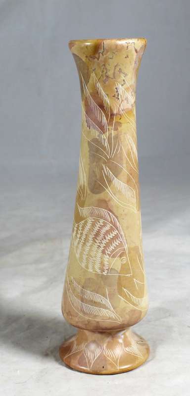 Fluted stone vase