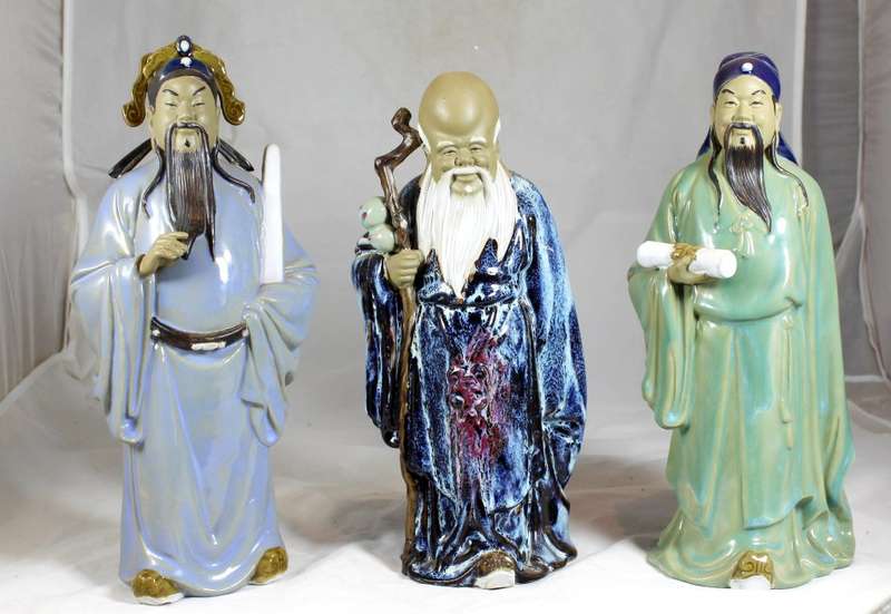 Chinese Immortal trio mud men set - Fu, Lu and Shou