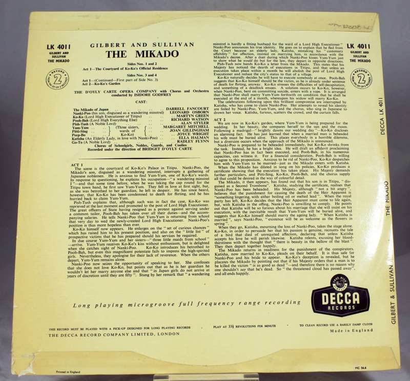 The Mikado - Gilbert & Sullivan - Record one & two