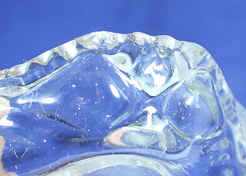 Glass Trinket Bowl - With Carved Flowers - Beautiful!