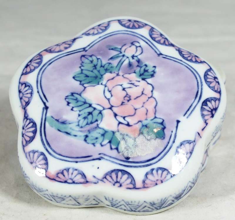 Porcelain Trinket Holder - Purple With Flowers - Beautiful!