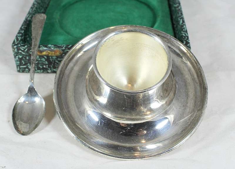 EPNS - English Egg Holder & Spoon - Gorgeous!