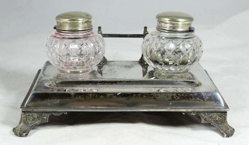 Antique inkwell set - Silver plated